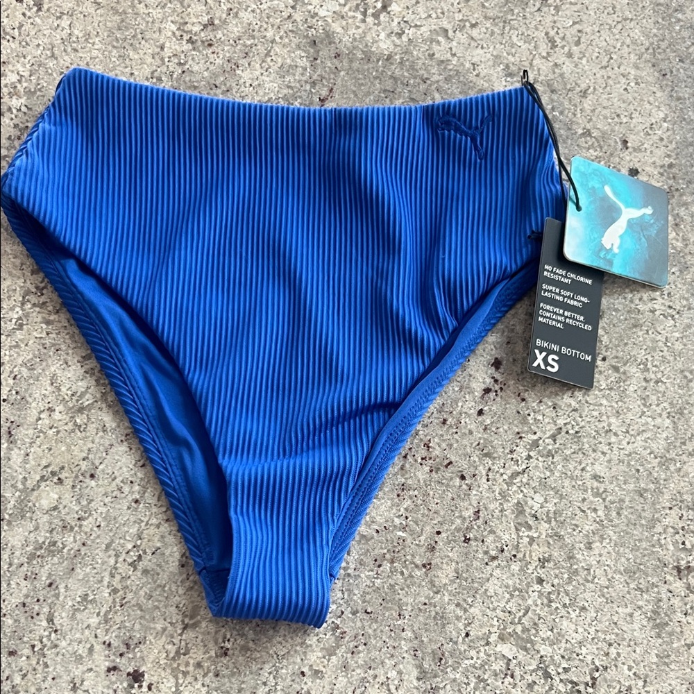 Puma Blue Ribbed Bikini Bottom